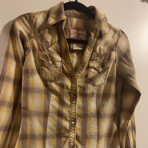 True Religion Plaid Fitted Snap Button Up